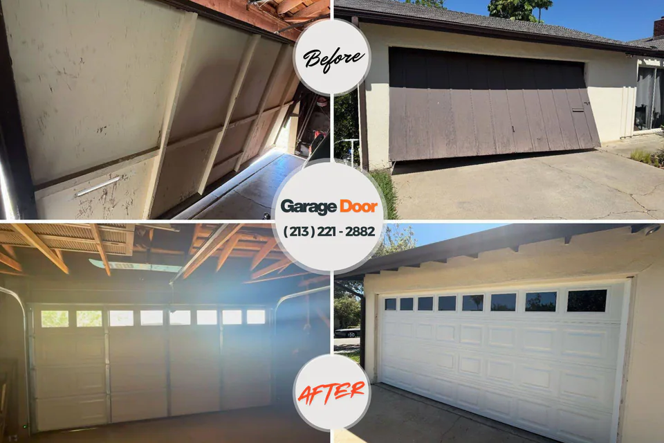 Before and after: garage door repair Elmira Heights, NY